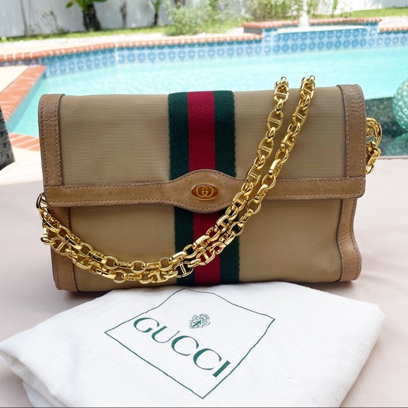 Gucci Handbags - Gucci Web Supreme 1980’s Tan Crossbody w/Leather Trim & Dust Bag